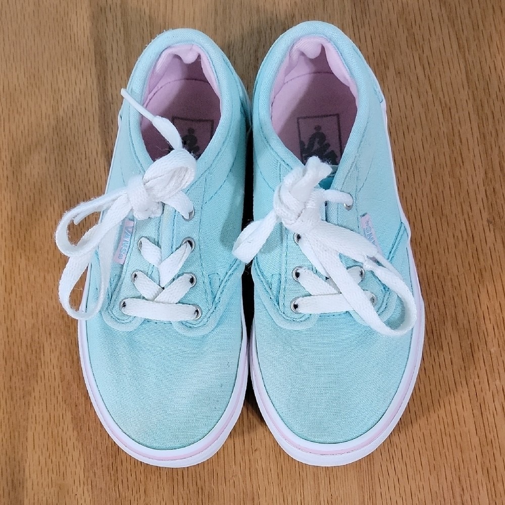 Vans Kids‎ Era Canvas Low Top Sneakers Aqua Blue Pink  Skate Shoes US Missy 11.5